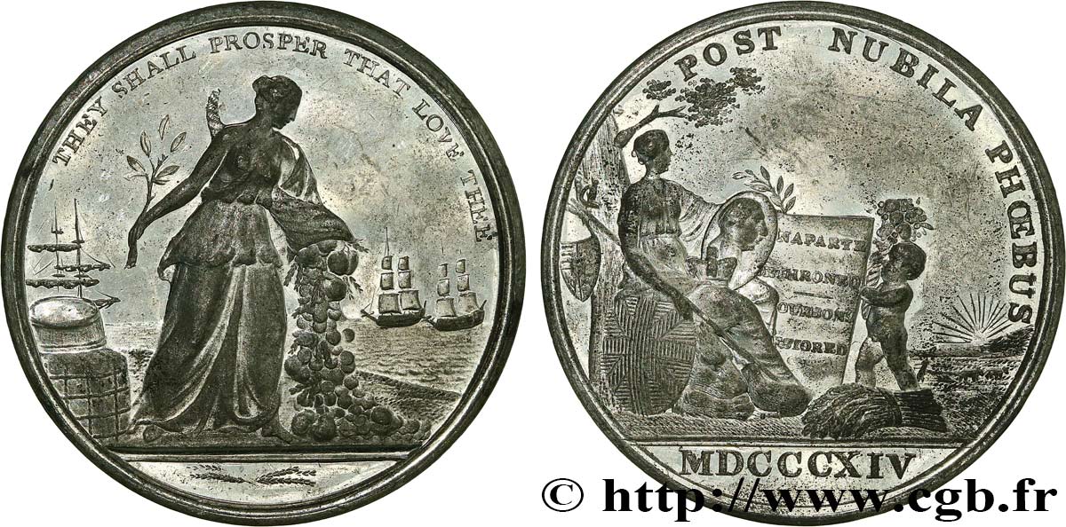 ALLEMAGNE - ROYAUME DE HANOVRE - GEORGES III D ANGLETERRE Médaille, Défaite de Napoléon TTB+