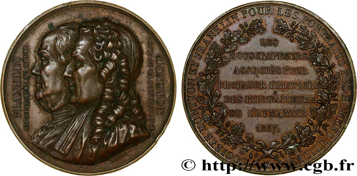 LOUIS-PHILIPPE Ier Médaille de la société Franklin et Montyon TTB+
