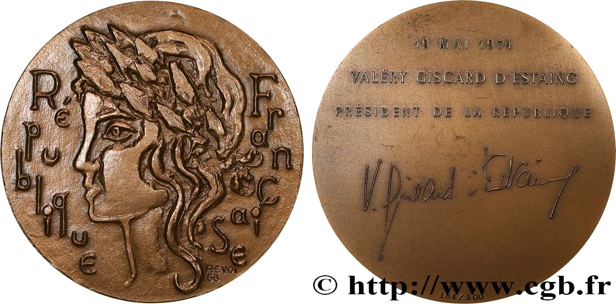 V REPUBLIC Médaille, Valéry Giscard d’Estaing AU/AU