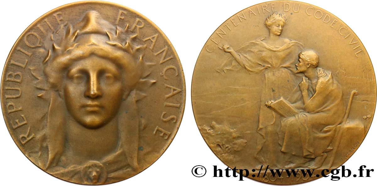 TERCERA REPUBLICA FRANCESA Médaille, Centenaire du code civil MBC