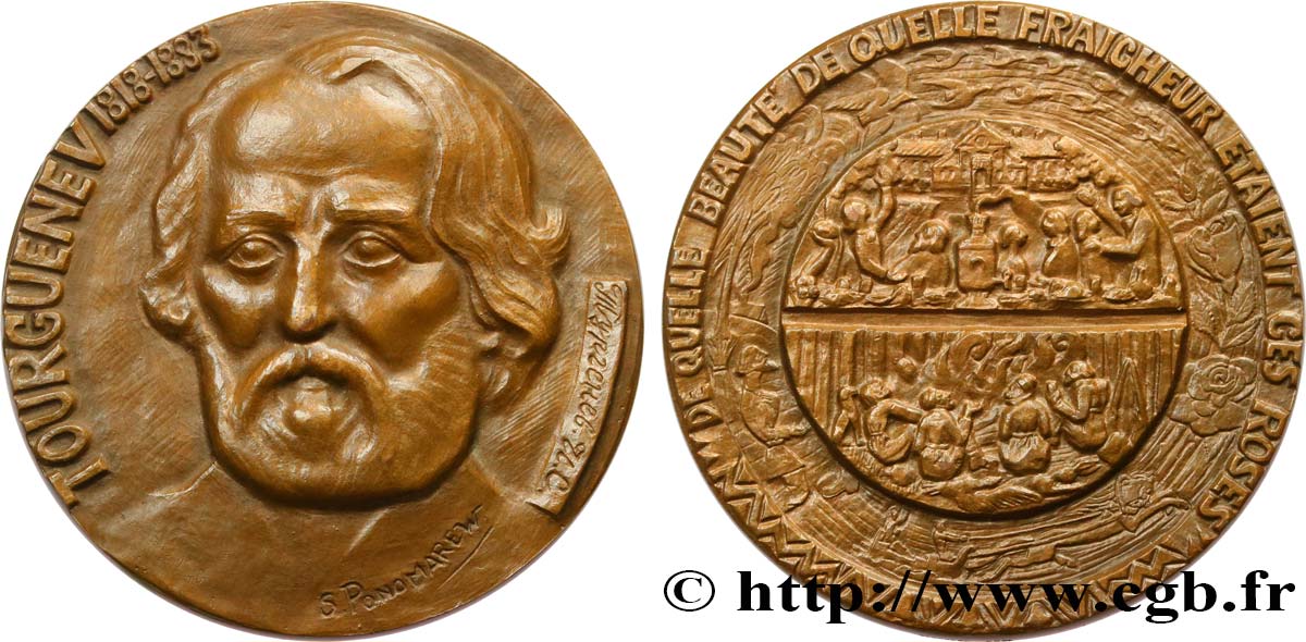 LITTÉRATURE : ÉCRIVAINS/ÉCRIVAINES - POÈTES Médaille, Ivan Tourgueniev SUP