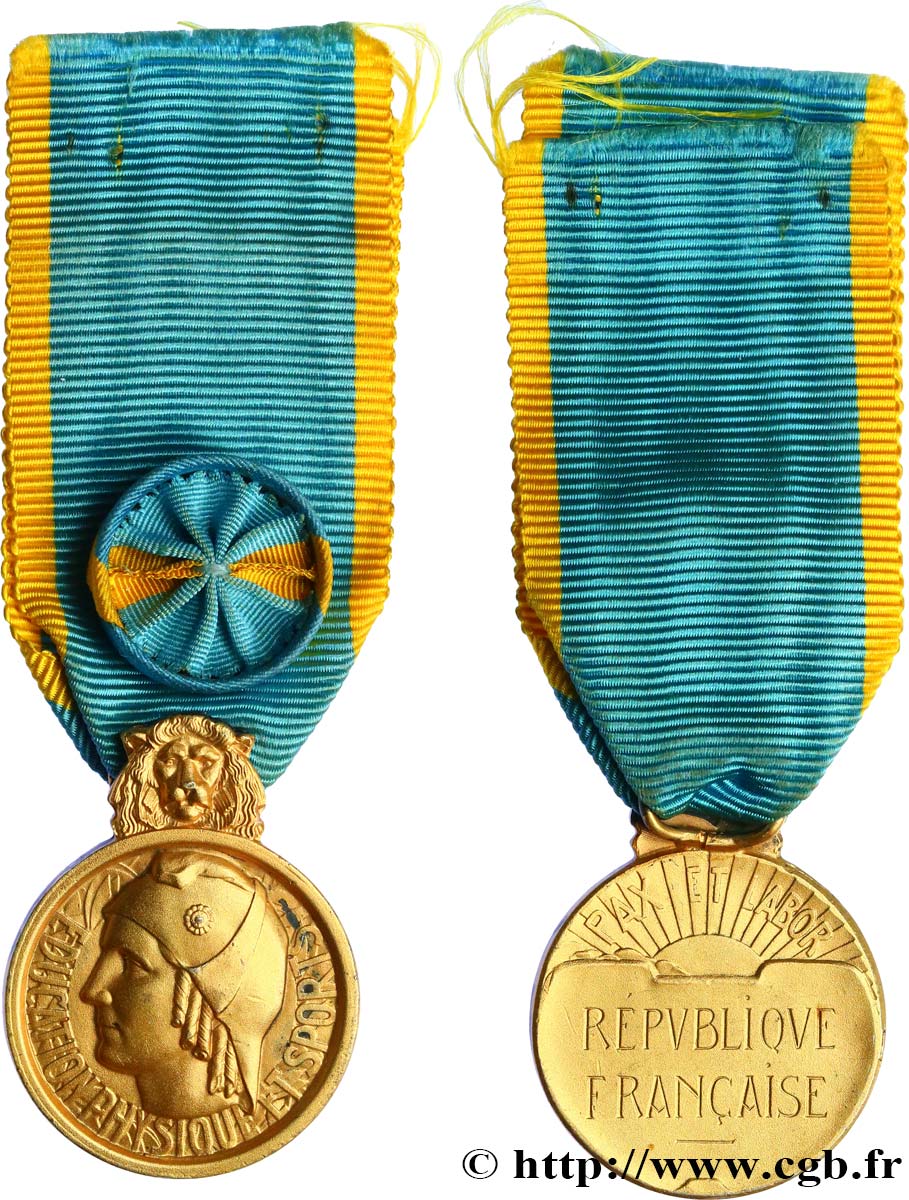CINQUIÈME RÉPUBLIQUE Médaille bronze du mérite sportif TTB+