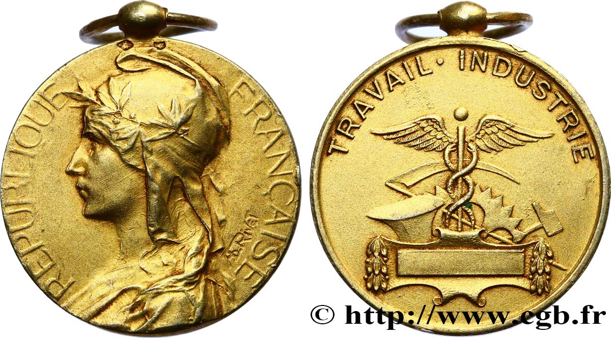 III REPUBLIC Médaille, Travail et Industrie AU