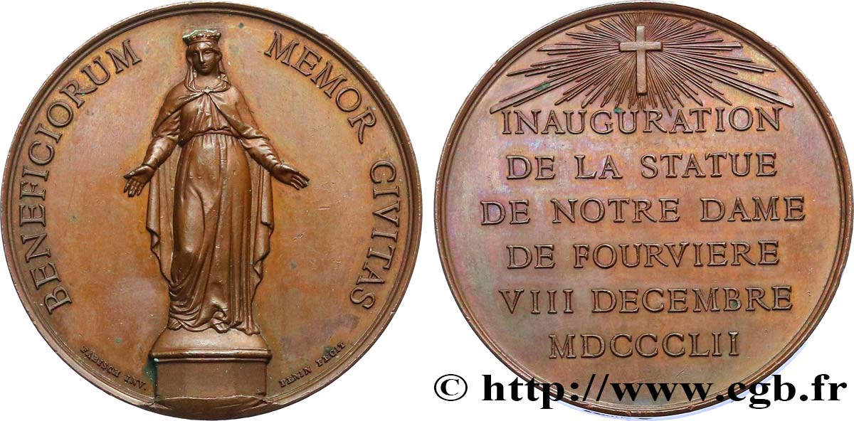SECOND EMPIRE Médaille pour l’inauguration de Notre-Dame de Fourvière AU