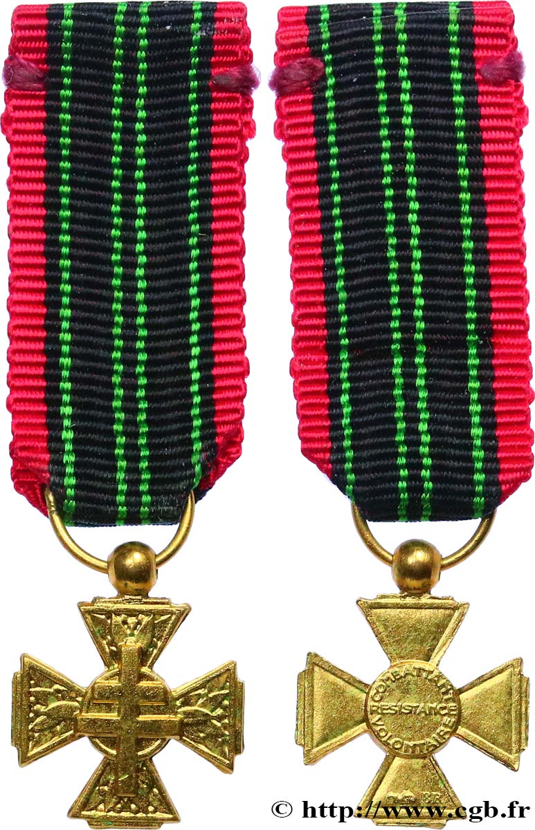 QUARTA REPUBBLICA FRANCESE Médaille, Croix du combattant volontaire de la résistance, miniature q.SPL