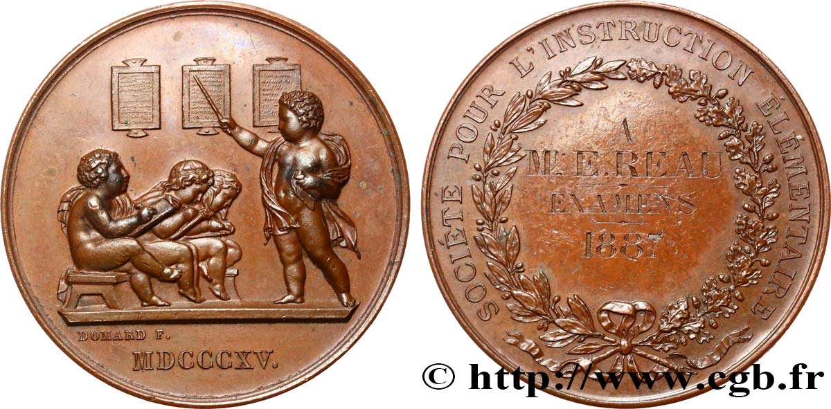 SECOND EMPIRE Médaille de récompense, Société pour l’instruction élémentaire AU