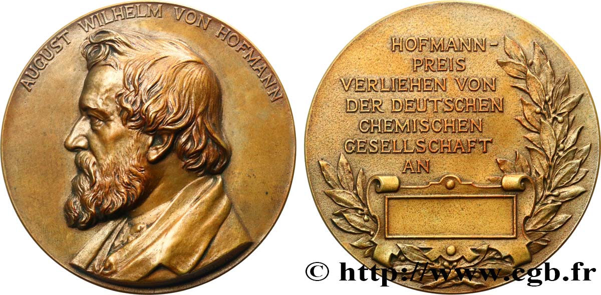 SCIENCES & SCIENTIFIQUES Médaille, August Wilhelm von Hofmann, Prix décerné par la société chimique allemande TTB