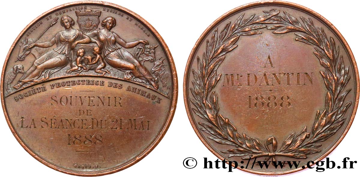 DRITTE FRANZOSISCHE REPUBLIK Médaille, Société protectrice des animaux SS
