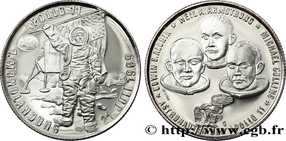 CONQUÊTE DE L ESPACE - EXPLORATION SPATIALE Médaille, Apollo 11 - alunissage SPL