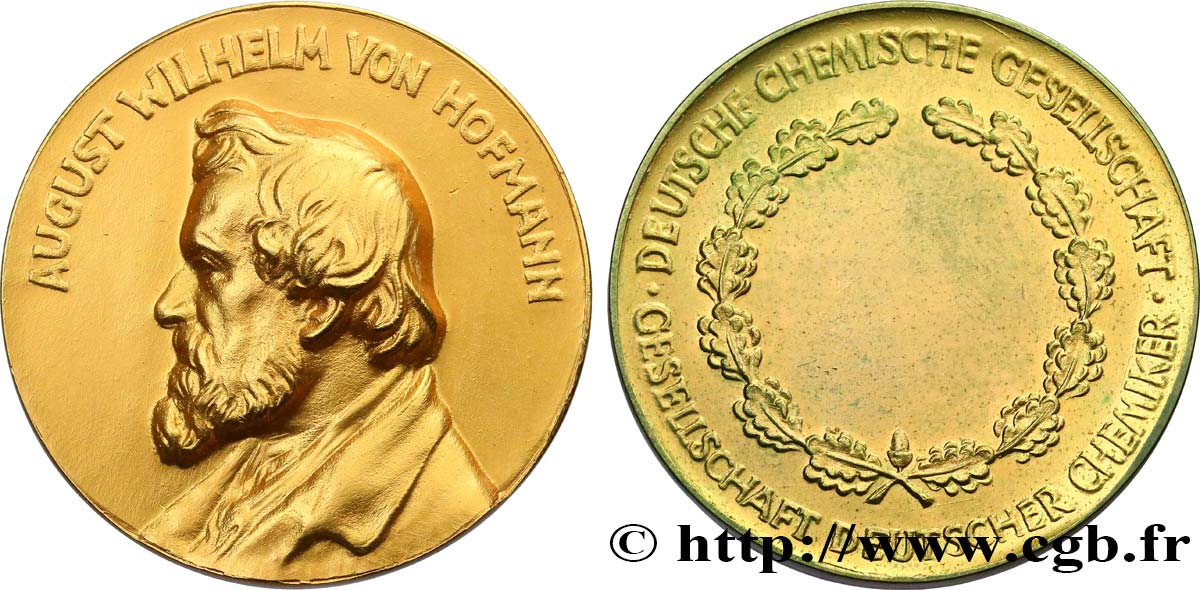 SCIENCES & SCIENTIFIQUES Médaille, August Wilhelm von Hofmann, Prix décerné par la société chimique allemande TTB+
