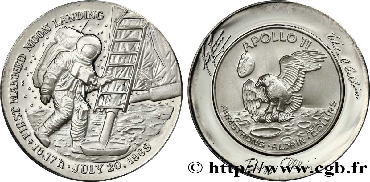 CONQUÊTE DE L ESPACE - EXPLORATION SPATIALE Médaille, Apollo 11 - First manned moon landing SPL