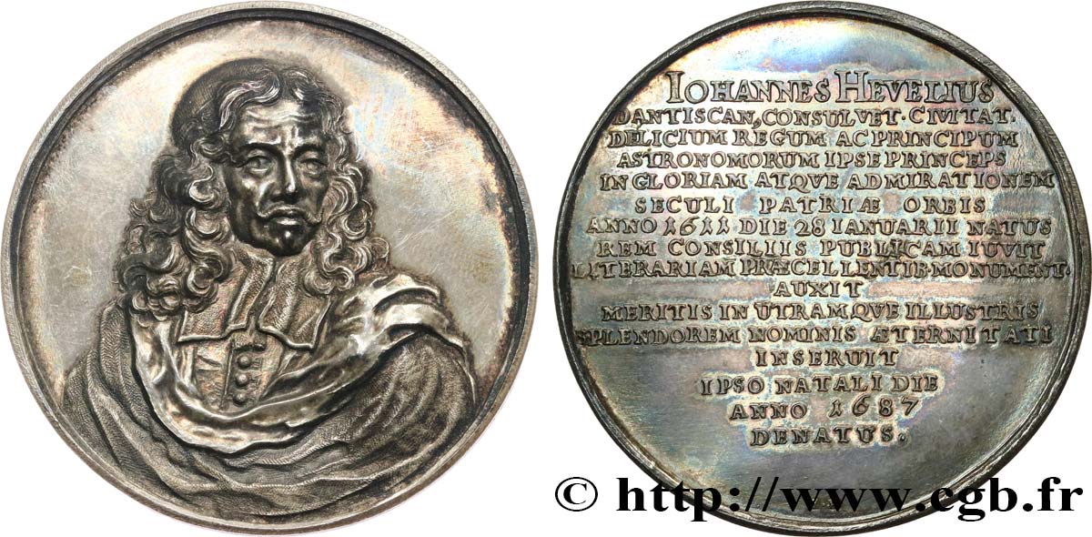POLOGNE - ROYAUME DE POLOGNE - JEAN III SOBIESKI Médaille, Johann Hevelius TTB+