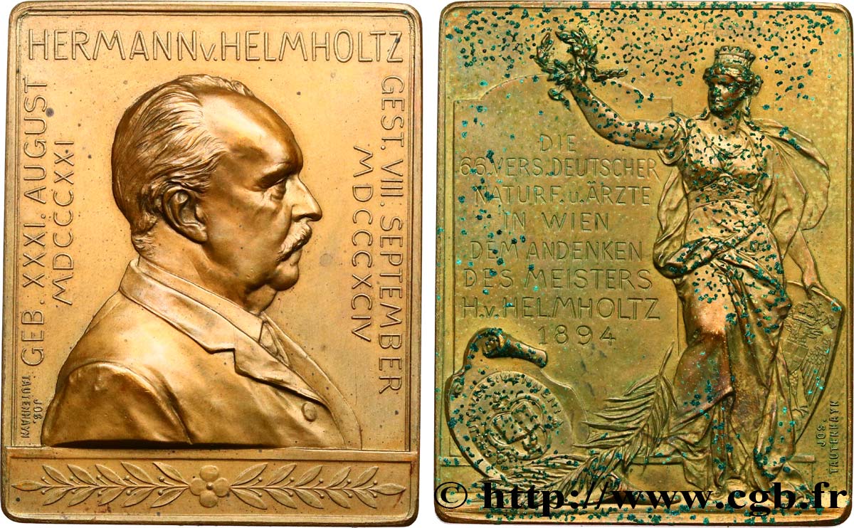 SCIENCES & SCIENTIFIQUES Plaquette, Hermann von Helmholtz TTB+/TTB