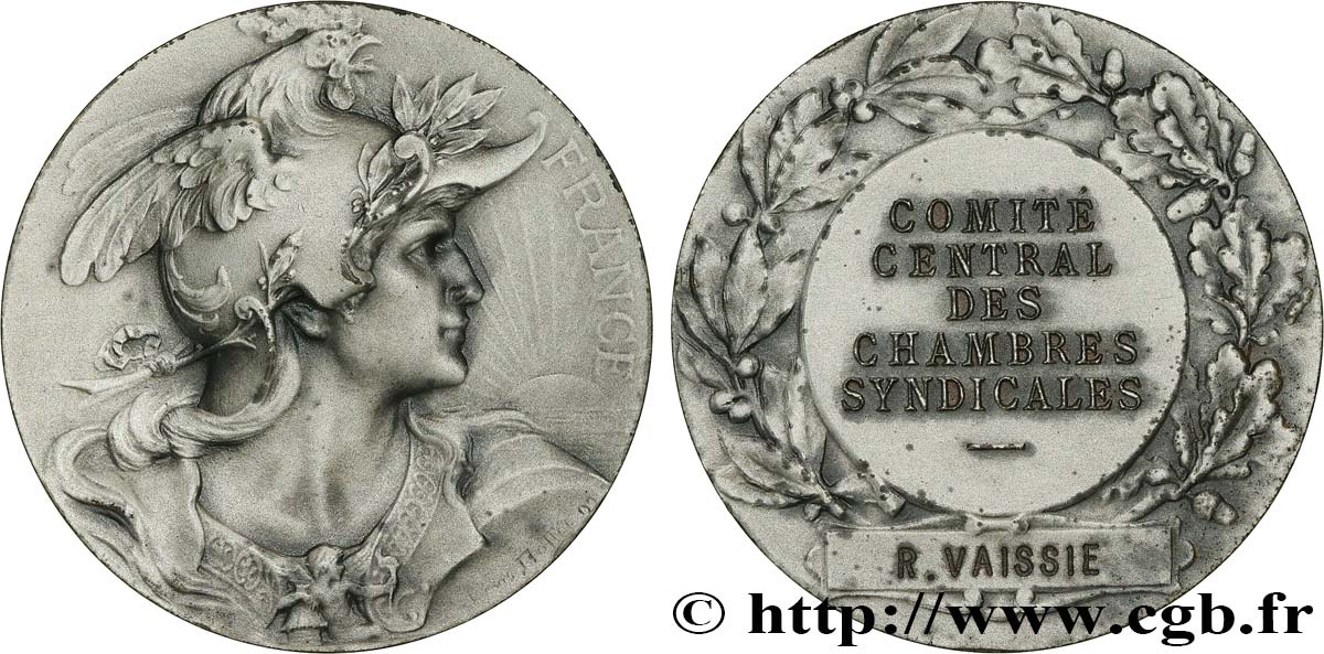 ASSOCIATIONS PROFESSIONNELLES - SYNDICATS. XIXe Médaille de récompense, FRANCE SPL