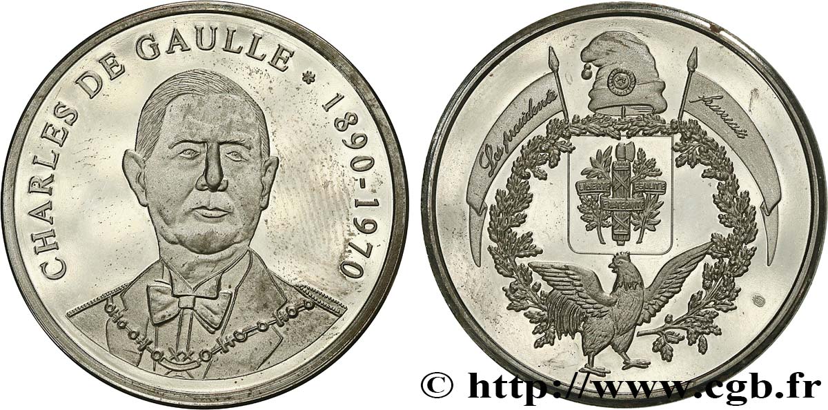 CINQUIÈME RÉPUBLIQUE Médaille, Charles de Gaulle, Président de la république TTB+