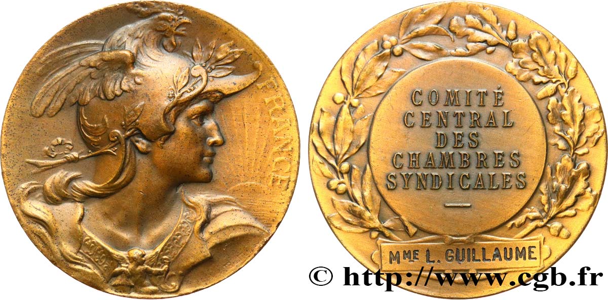 ASSOCIATIONS PROFESSIONNELLES - SYNDICATS. XIXe Médaille de récompense, FRANCE MBC