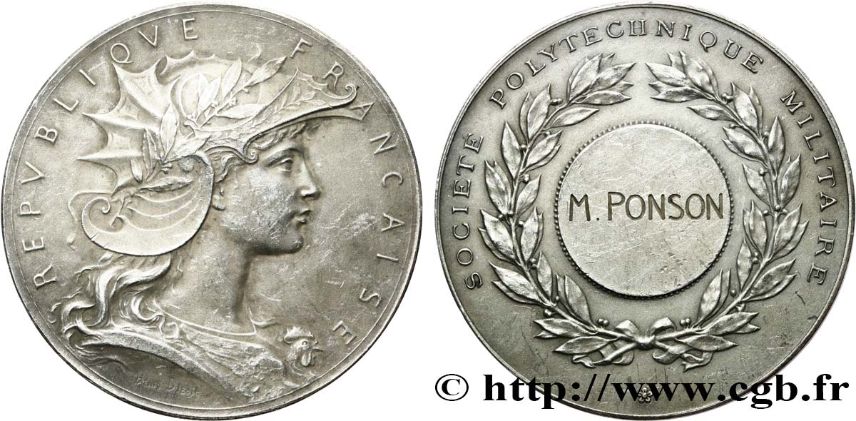 TROISIÈME RÉPUBLIQUE Médaille, Société polytechnique Militaire TTB