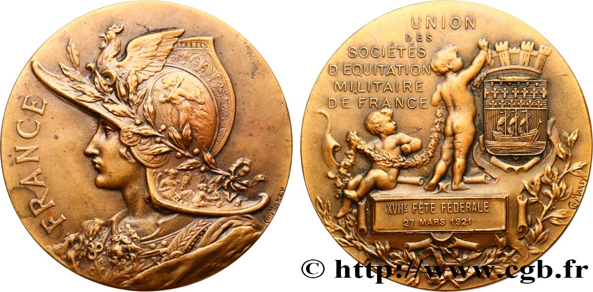 TROISIÈME RÉPUBLIQUE Médaille de récompense, Société d’équitation Militaire TTB+