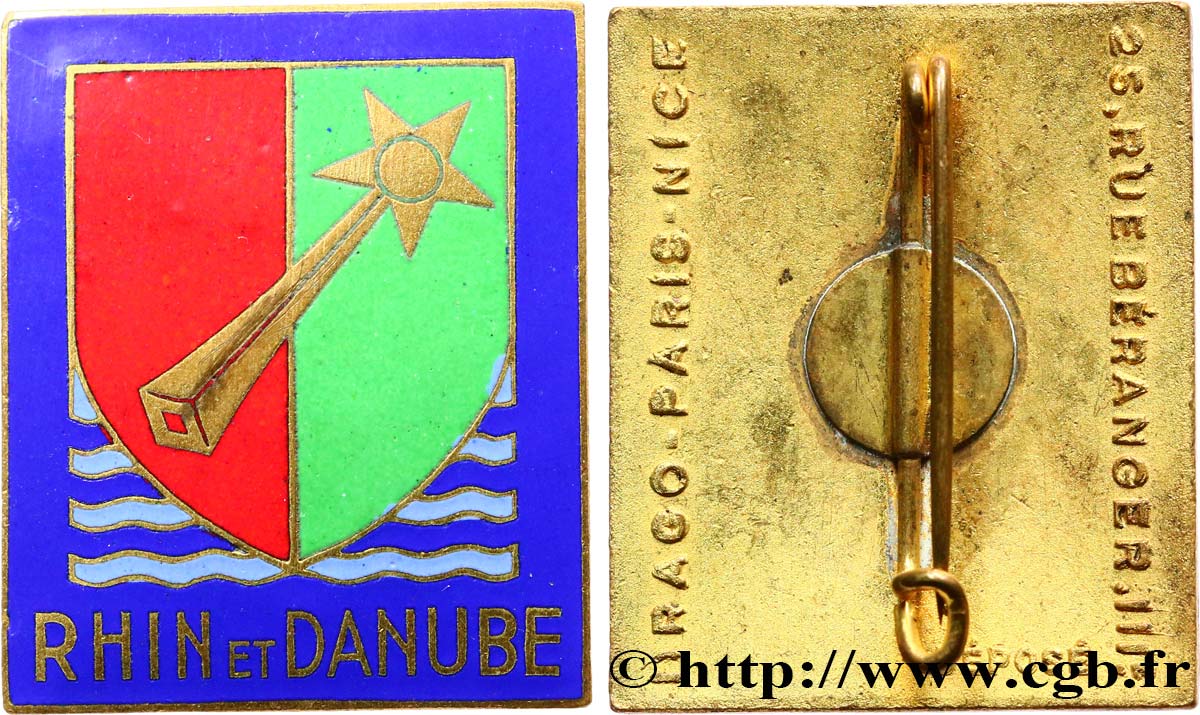 QUATRIÈME RÉPUBLIQUE Badge, Rhin et Danube TTB