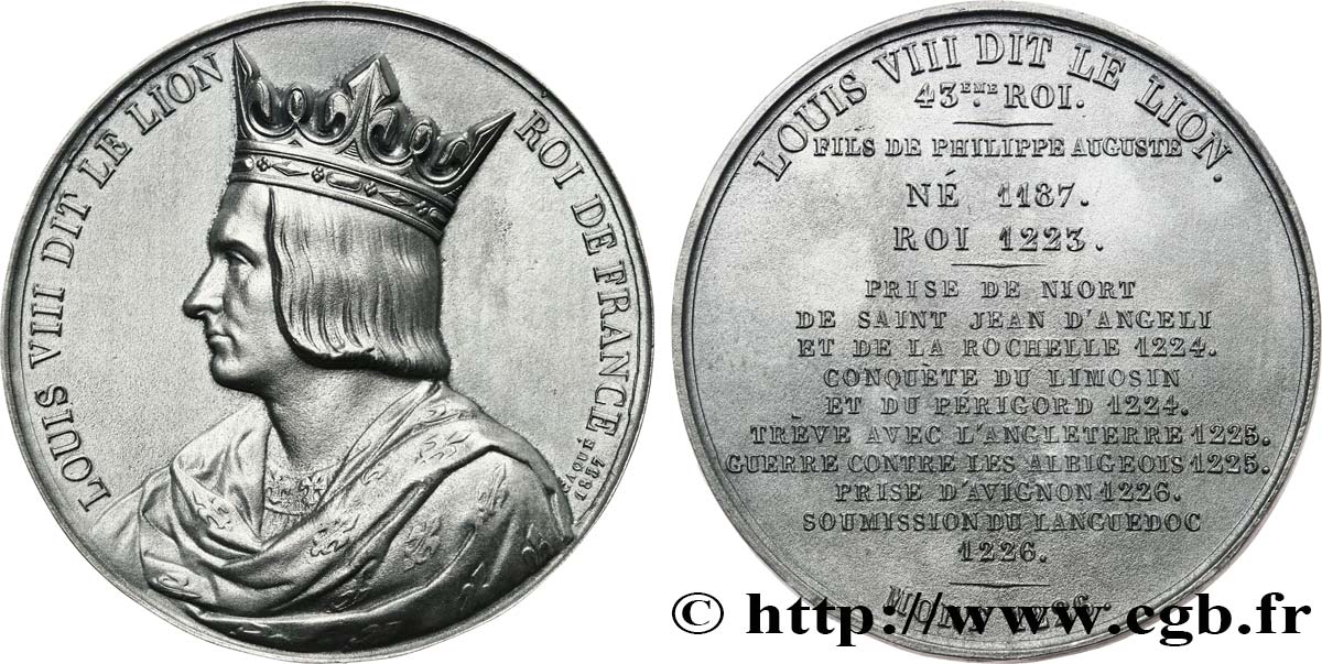 LOUIS-PHILIPPE Ier Médaille, Roi Louis VIII le Lion TTB+