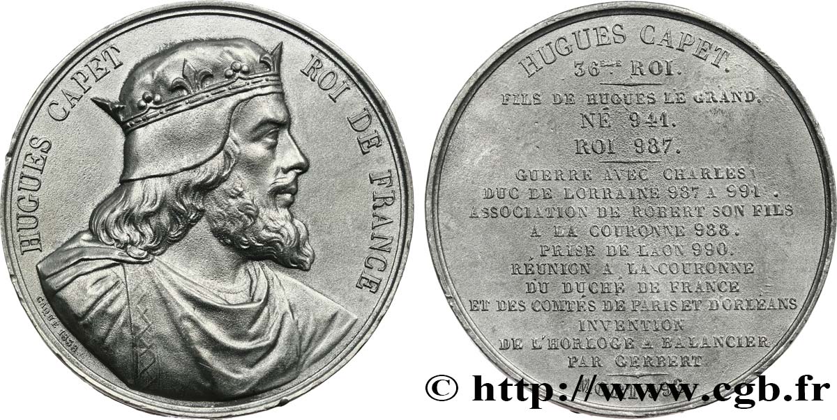 LOUIS-PHILIPPE Ier Médaille, Roi Hugues Capet TTB+