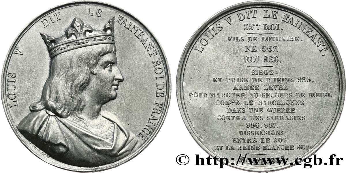 LOUIS-PHILIPPE Ier Médaille, Roi Louis V dit le fainéant TTB+