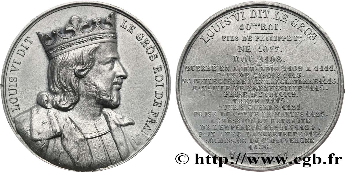 LOUIS-PHILIPPE I Médaille, Roi Louis VI dit le gros AU