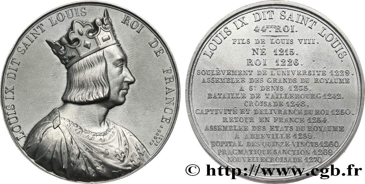 LOUIS-PHILIPPE Ier Médaille, Roi Louis IX TTB+