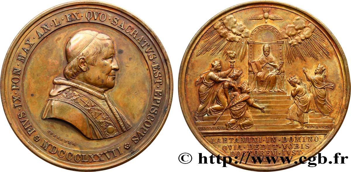 ITALIE - ÉTATS DU PAPE - PIE IX (Jean-Marie Mastai Ferretti) Médaille, Jubilé pontifical TTB