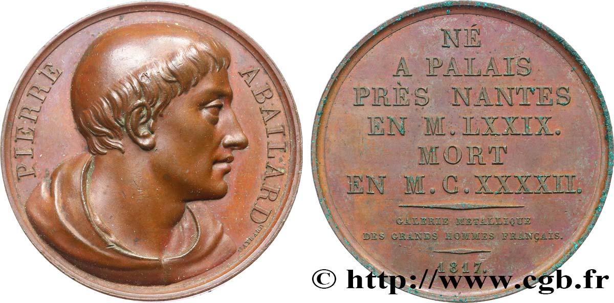 METALLIC GALLERY OF THE GREAT MEN FRENCH Médaille, Pierre Abailard AU