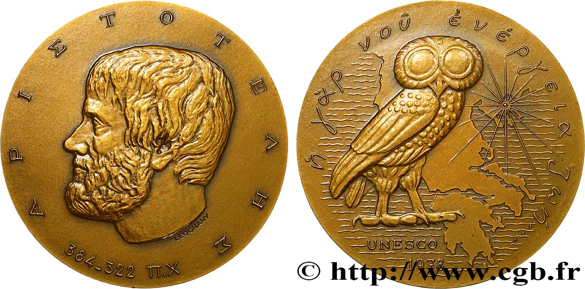SCIENCES & SCIENTIFIQUES Médaille, UNESCO, Aristote SUP