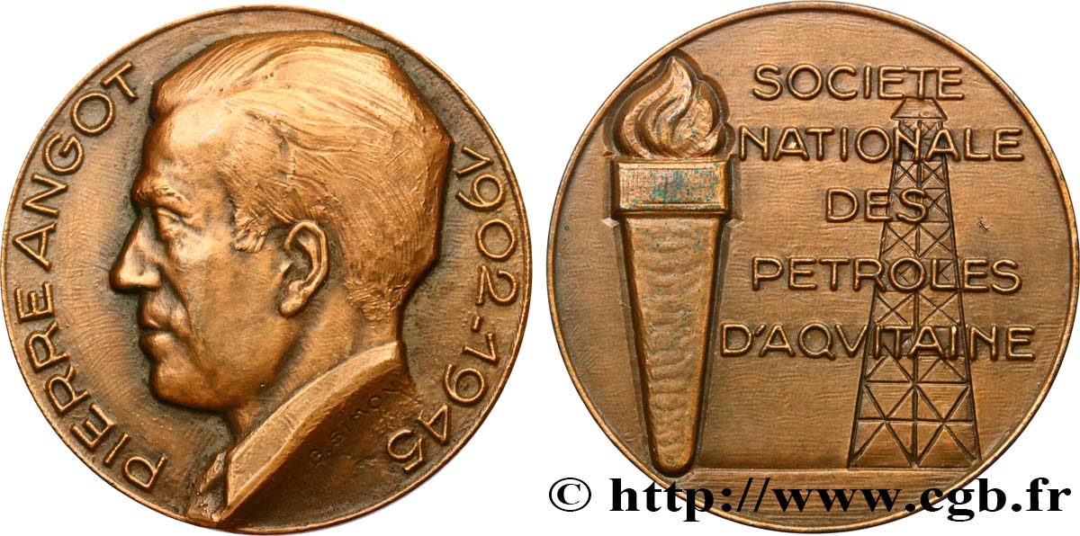 SCIENCE & SCIENTIFIC Médaille, Pierre Angot, Société nationale des pétroles d’Aquitaine AU