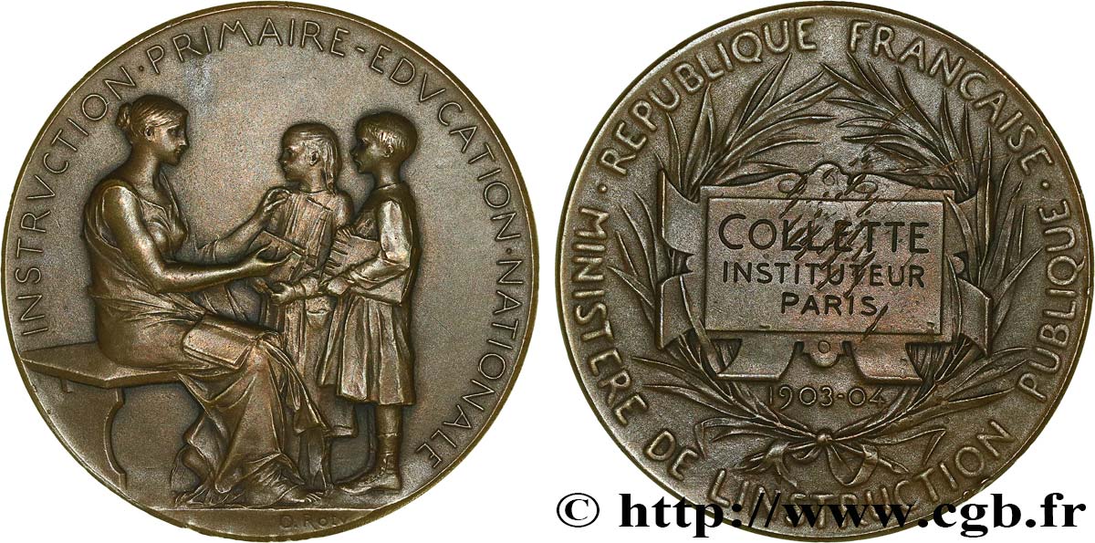TERCERA REPUBLICA FRANCESA Médaille de récompense, Ministère de l’Instruction publique MBC+