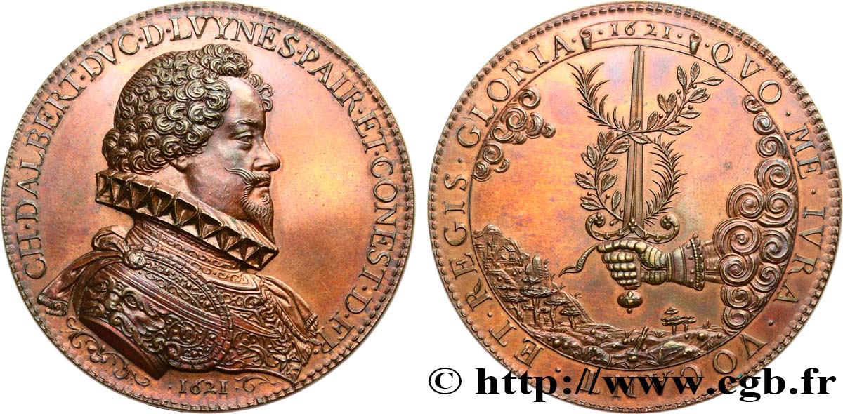 LOUIS XIII  Médaille, Décès de Charles d’Albert, duc de Luynes, refrappe AU