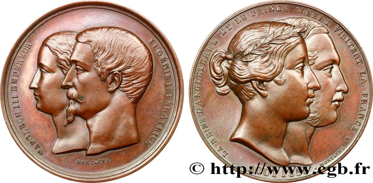 SECOND EMPIRE Médaille, Visite de la reine Victoria et du prince Albert SUP
