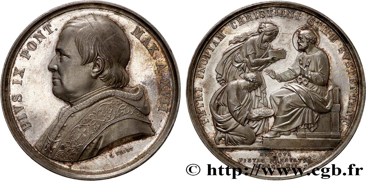 VATICAN - PIUS IX (Giovanni Maria Mastai Ferretti) Médaille, “le pape qui frappe l’argent” MS