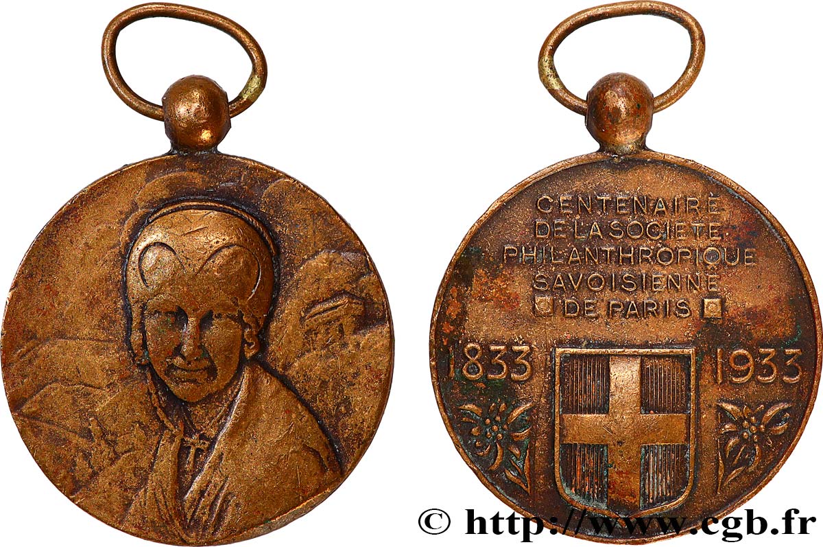 III REPUBLIC Médaille, Centenaire de la Société philanthropique savoisienne VF
