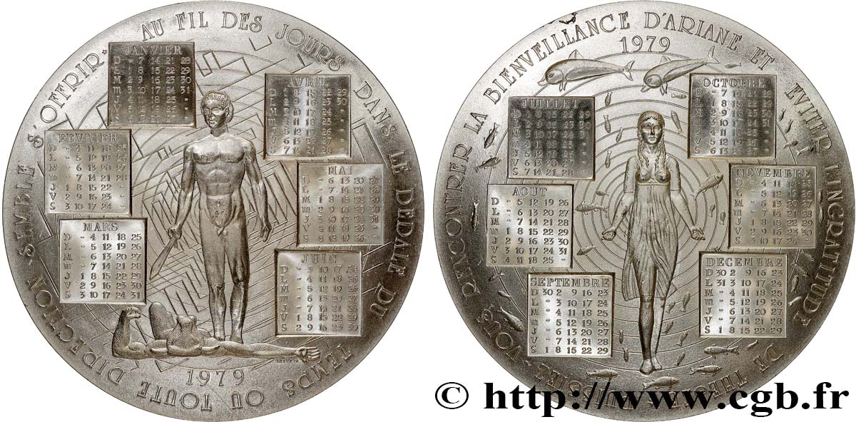 V REPUBLIC Médaille calendrier, Ariane et Thésée AU