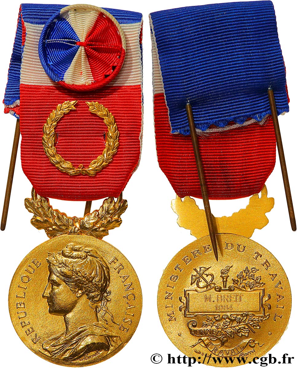 V REPUBLIC Médaille d’honneur du travail, ordonnance 40 ans AU