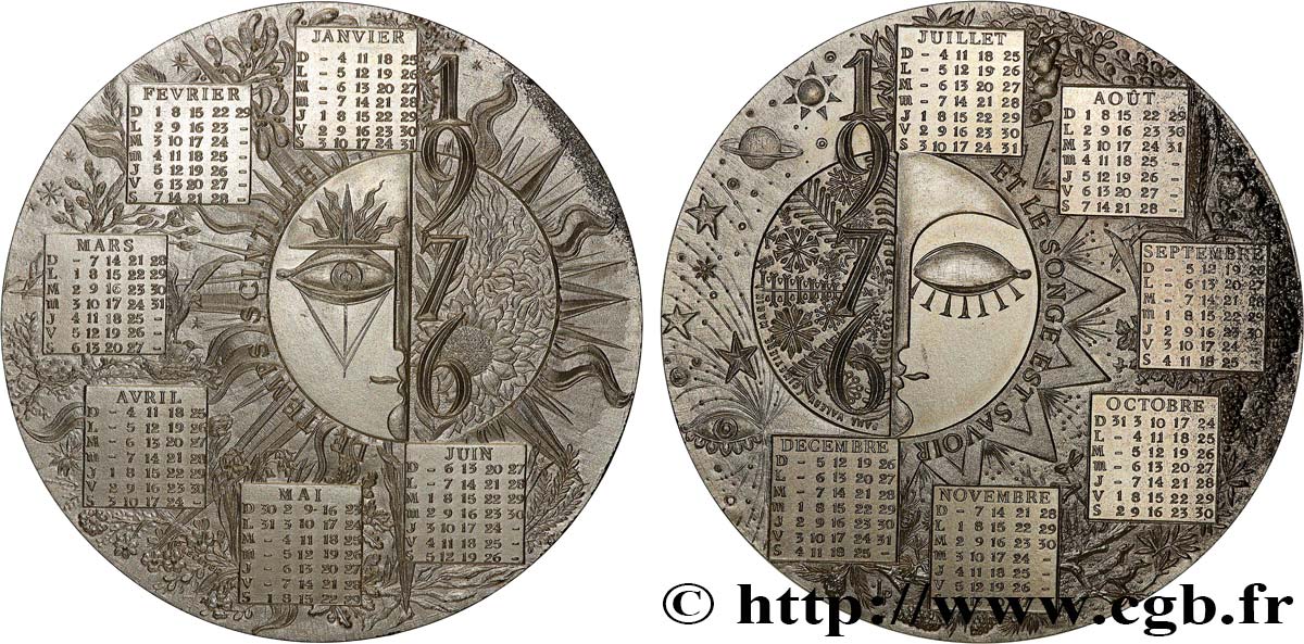 FUNFTE FRANZOSISCHE REPUBLIK Médaille calendrier, Le temps scintille et le songe est Savoir VZ