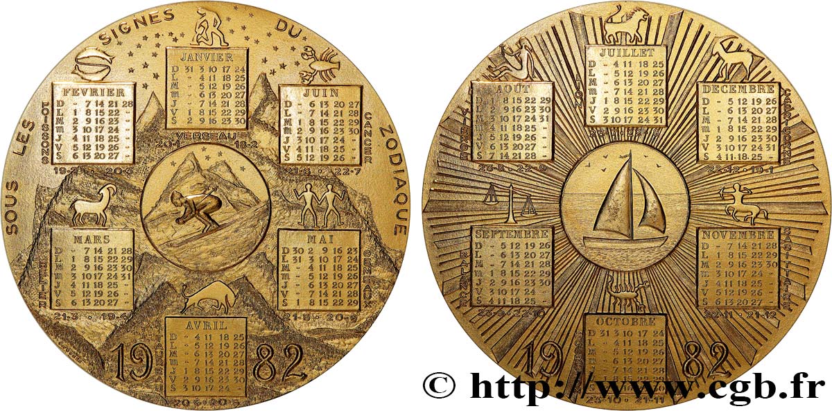 V REPUBLIC Médaille calendrier, Sous les signes du zodiaque AU