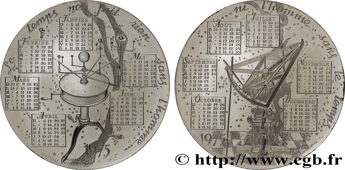 CINQUIÈME RÉPUBLIQUE Médaille calendrier, Le temps SUP