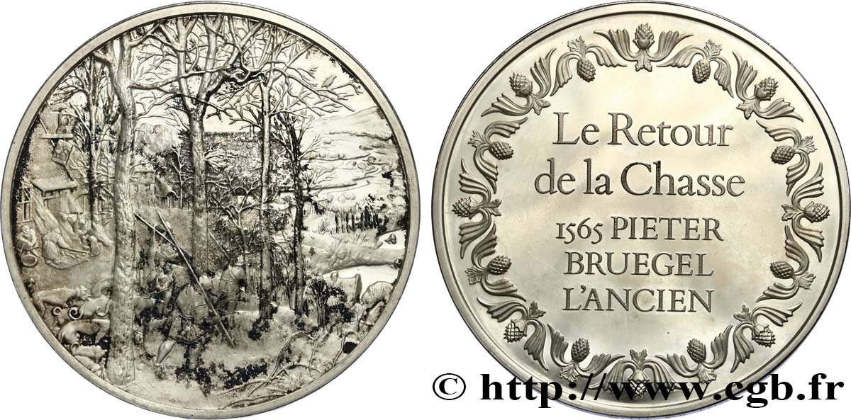 LES 100 PLUS GRANDS CHEFS-D OEUVRE Médaille, Le retour de la chasse de Bruegel l’Ancien SUP