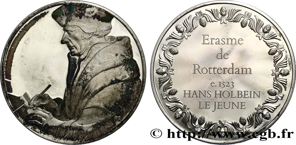 THE 100 GREATEST MASTERPIECES Médaille, Erasme de Rotterdam par Holbein le jeune EBC