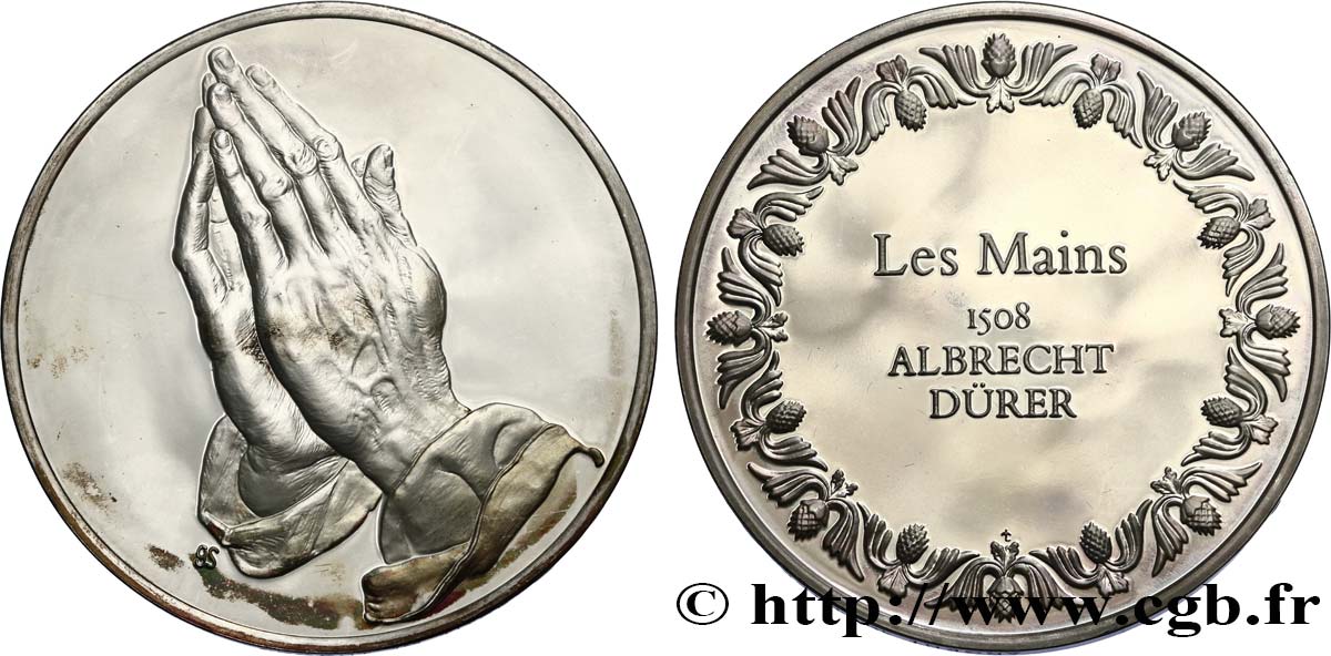 THE 100 GREATEST MASTERPIECES Médaille, Les mains par Dürer SPL