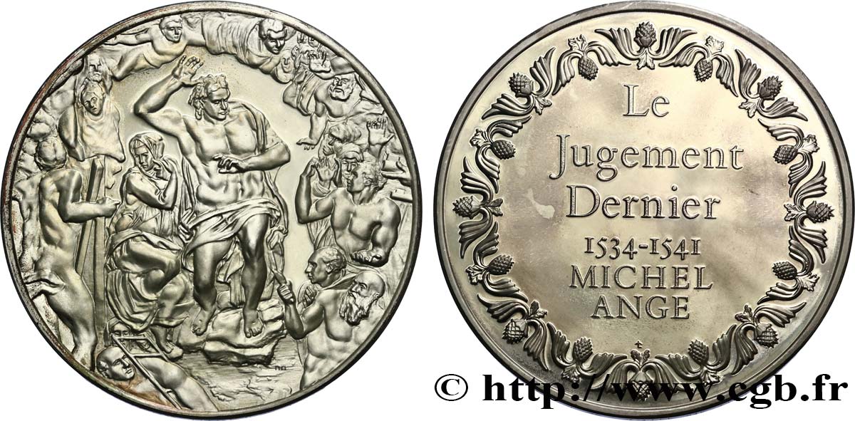 THE 100 GREATEST MASTERPIECES Médaille, Le Jugement Dernier de Michel Ange AU