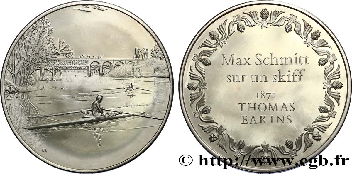 LES 100 PLUS GRANDS CHEFS-D OEUVRE Médaille, Max Schmitt sur un skiff de Eakins SUP