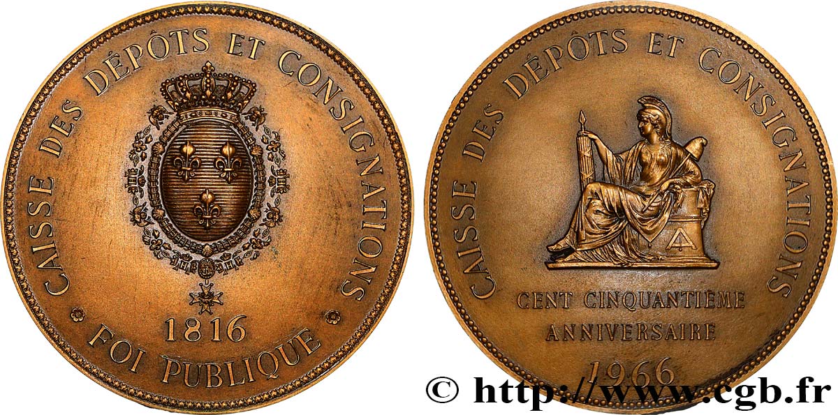 BANKS - CRÉDIT INSTITUTIONS Médaille, 150e anniversaire de la Caisse des Dépôts et consignations AU