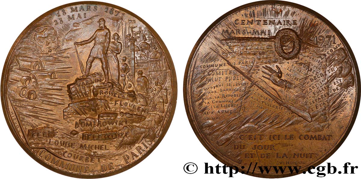 COMMUNE (LA) TROISIÈME RÉPUBLIQUE Médaille, Commune de Paris TTB+