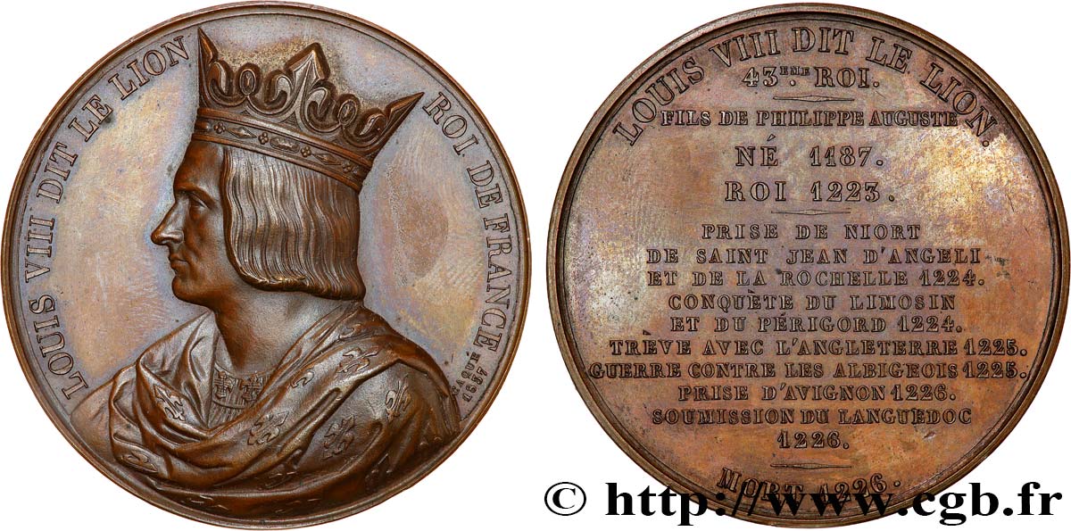 LOUIS-PHILIPPE I Médaille, Roi Louis VIII le Lion AU